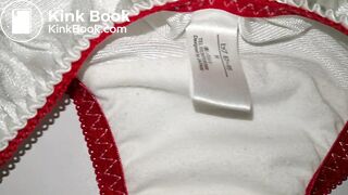 A LOVELY JAPAN WHITE RED STRAWBERRY PANTY WHEN WAS NEW AND CLEANING.