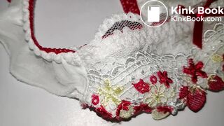 A LOVELY JAPAN WHITE RED STRAWBERRY PANTY WHEN WAS NEW AND CLEANING.