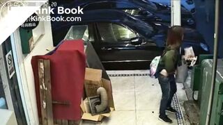 Cute Taiwanese Girl Caught Shitting on Sidewalk while Eating Ice cream