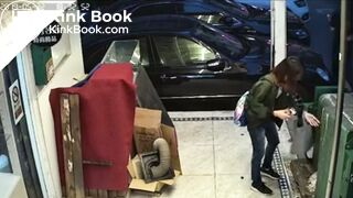 Cute Taiwanese Girl Caught Shitting on Sidewalk while Eating Ice cream