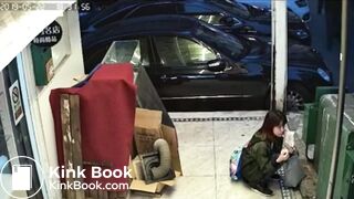 Cute Taiwanese Girl Caught Shitting on Sidewalk while Eating Ice cream