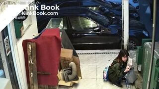 Cute Taiwanese Girl Caught Shitting on Sidewalk while Eating Ice cream