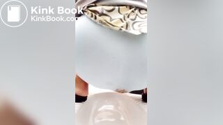 Shitting in panty in public toilet
