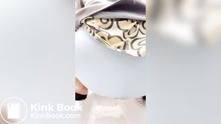 Shitting in panty in public toilet