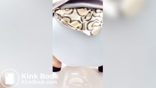 Shitting in panty in public toilet