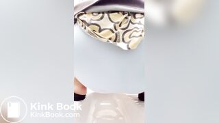 Shitting in panty in public toilet