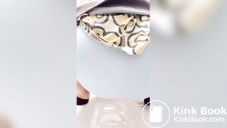 Shitting in panty in public toilet