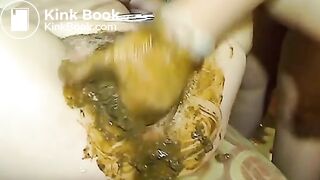 Lesbian scatplay with bondage