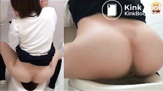 Japanese girls shitting on toilet