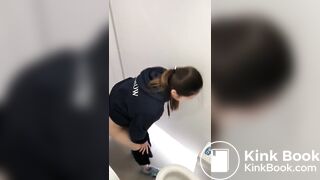 cute asian girl pooping in the toilet