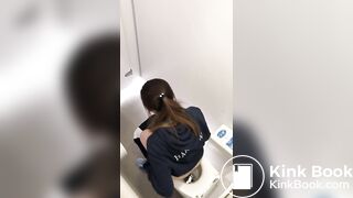 cute asian girl pooping in the toilet