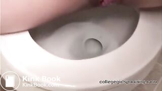 Marion pooping in toilet