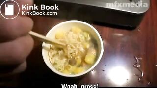 uncensored Japanese eat piss Instant noodles and sex with hamburger steak 1