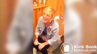 Pretty girl farts and poops on bog