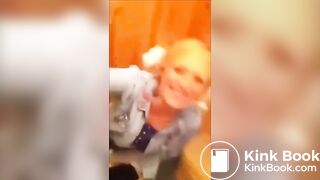 Pretty girl farts and poops on bog