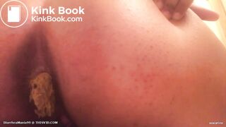 Thick black girl shitting and pissing.