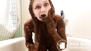 Goth Girl SMEARS her entire body with shit