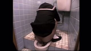 Japanese girl mock an old guy by feeding with shit.