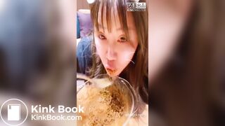 chinese girl eat shit with noodles part2