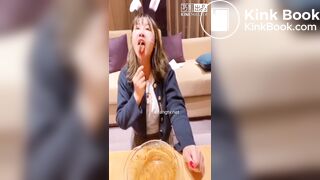 chinese girl eat shit with noodles part2