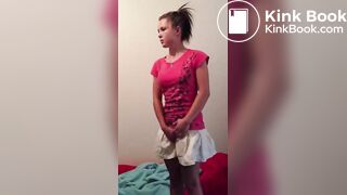 Girl desperately shits in her skirt