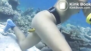 Two Japanese Lesbians Pooping Under The Water