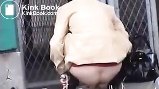 outdoors shitting unusual cleaning 042 (girl piss and enormous pile of shit