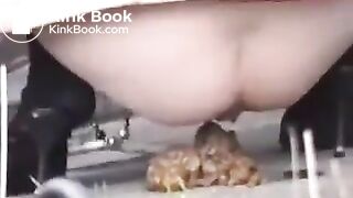 outdoors shitting unusual cleaning 042 (girl piss and enormous pile of shit