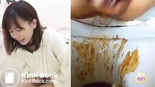 Japanese girl diarrhea on toilet