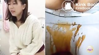 Japanese girl diarrhea on toilet