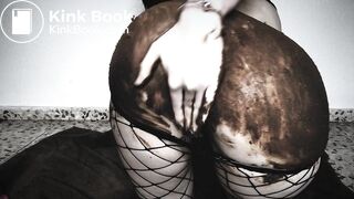 Lovely girl teases and smears with her poop