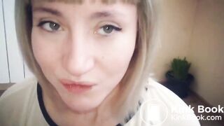 Girl eats master's scat with cherry