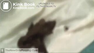 adorable and sexy naked brunette pooing