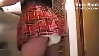 Girl Pooping in Disposable Diaper