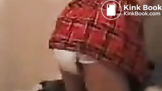 Girl Pooping in Disposable Diaper