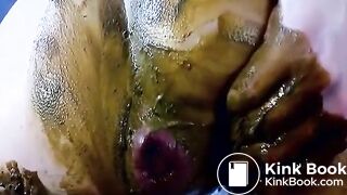 Banana Anal Dildo Scat Masked Big Ass Brunette Shitting Smearing Fisting