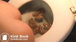 Three girls pooping in the toilet