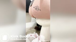 Sexy ass shitting into plastic bag