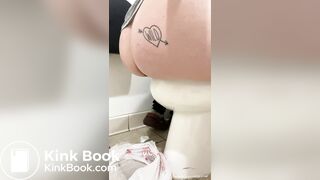 Sexy ass shitting into plastic bag