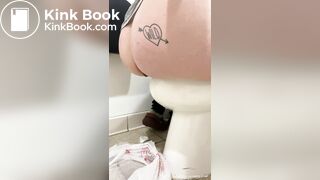 Sexy ass shitting into plastic bag