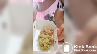 Goddess feeding her toilet slave