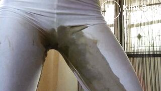 cute and sexy blonde shits and pees