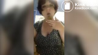 Chubby girl sucks on turd