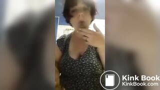 Chubby girl sucks on turd