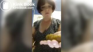 Chubby girl sucks on turd