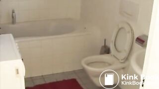 Attractive blonde pooping on the toilet in two scenes