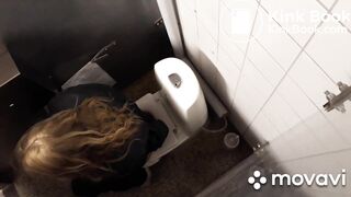 Beautiful danish blond girl spied having explosive diarrhea in public toile