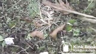 Ebony shits on some wasteland