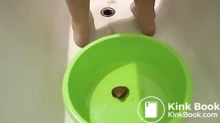 Blonde hottie poops and pees her panties