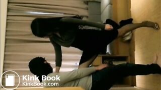 Chinese beauty shits in slave's mouth